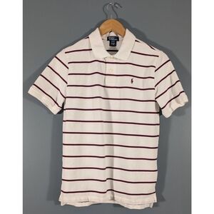 ❤Polo by Ralph Lauren White and Maroon Striped Short Sleeve Shirt Boys XL Flawed